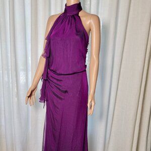 Carmen Marc Valvo Collection silk size 4 designer gown purple